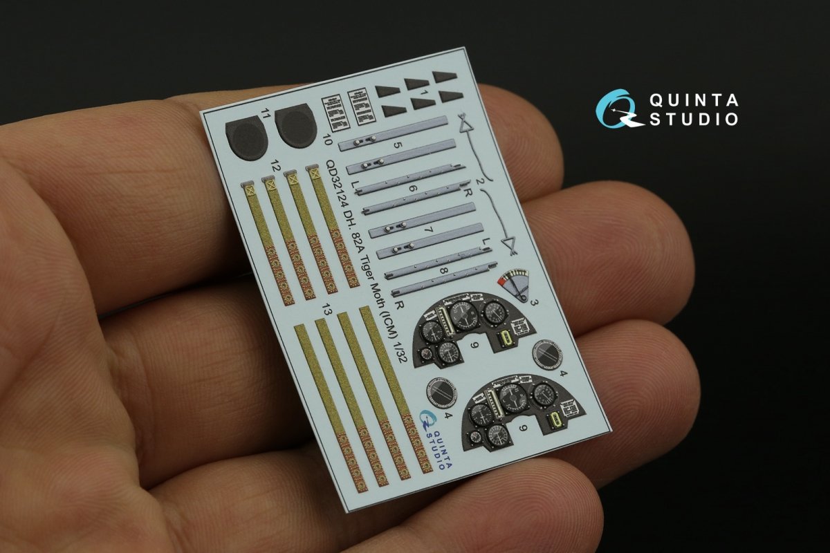 Quinta Studio QD32124 DH 82A Tiger Moth 3D-Printed &amp;amp; coloured Interior on decal paper (ICM) 1/32 – zdjęcie 2