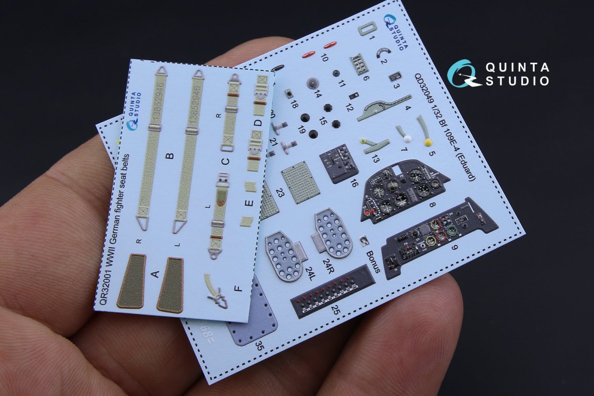 Intérieur imprimé en 3D et coloré sur papier décalcomanie Quinta Studio QD32049 Bf 109E-4 (pour kit Eduard) 1/32 – image 2