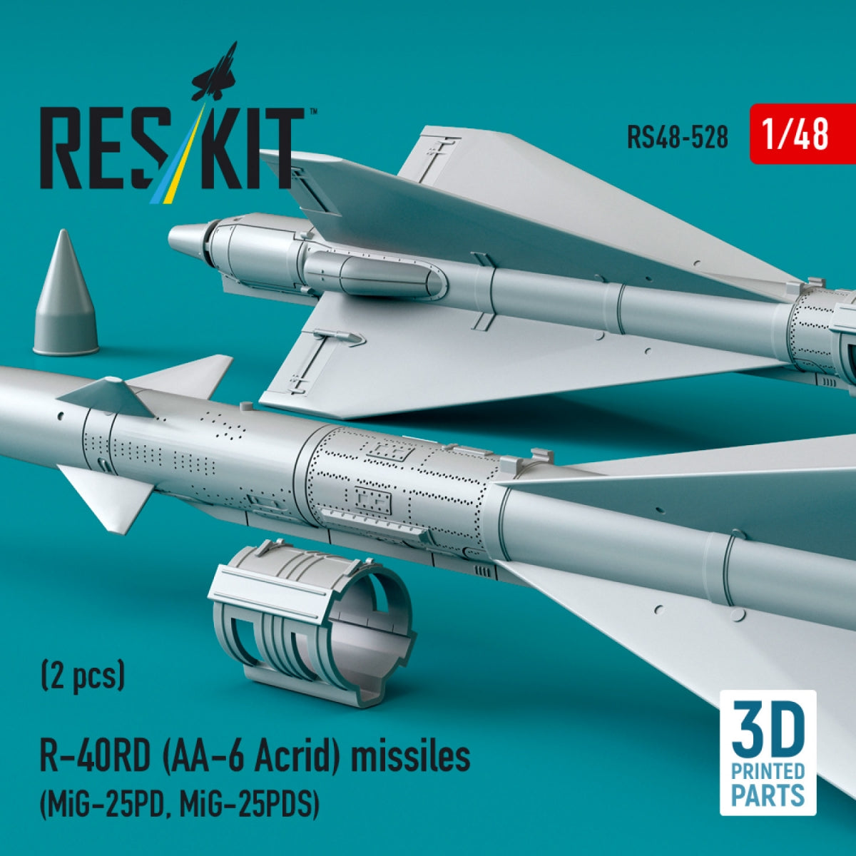 Missiles RESKIT RS48-0528 R-40RD (AA-6 « Acrid ») (2 pièces) (impression 3D) 1/48 – Bild 3