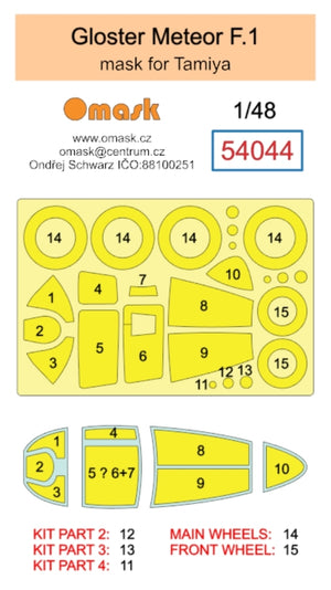 Masque Omask 54044 Gloster Meteor F.1 (pour Tamiya) 1/48 – image 2