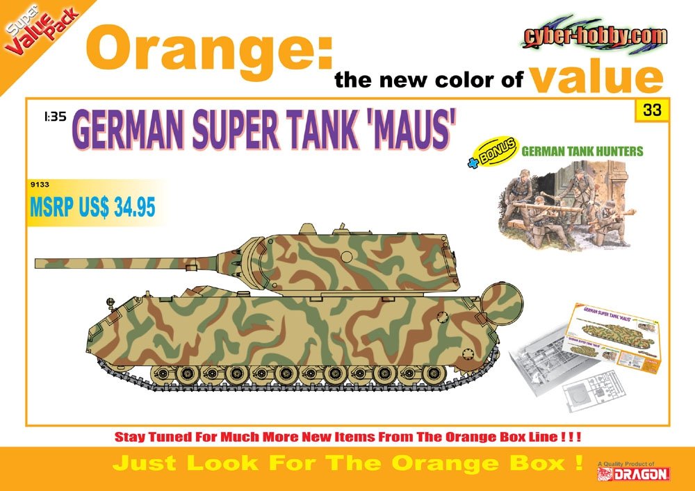 Cyber ​​Hobby 9133 Super char allemand « Maus » / Chasseurs de chars allemands - Coffret de figurines à l&amp;#39;échelle 1/35