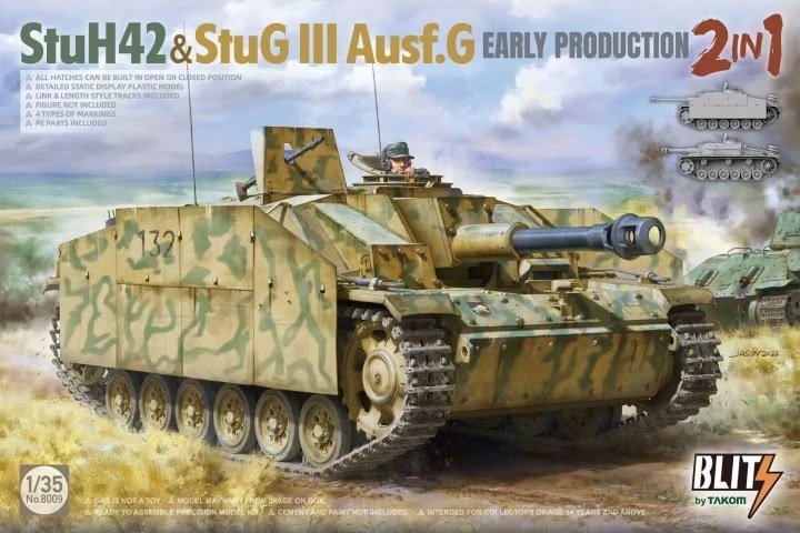 Takom 8009 StuH 42 &amp;amp; StuG III Ausf.G Première production 2 en 1 1/35