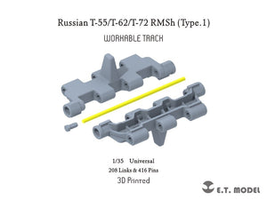 ET Model P35-053 Chenilles fonctionnelles RMSh pour chars russes T-55/T-62/T-72, type 1 (impression 3D), échelle 1/35