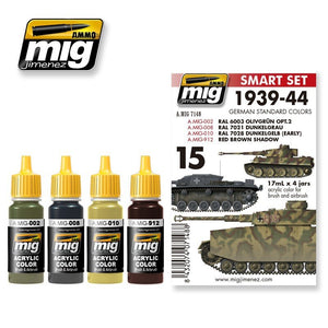 Munitions pour Mig Jimenez 7148 1939-1944, couleurs standard allemandes (4 x 17 ml)