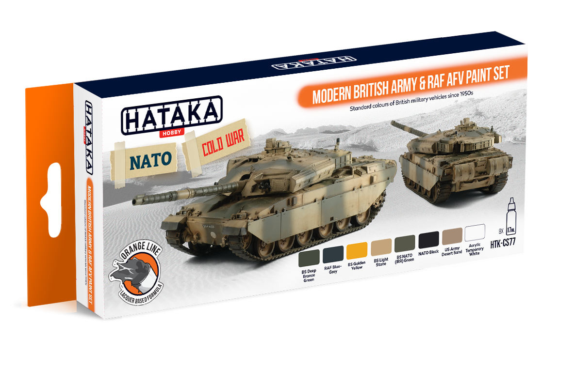 Coffret de peinture Hataka HTK-CS77 pour véhicules blindés modernes de l&amp;#39;armée britannique et de la RAF (8 x 17 ml)