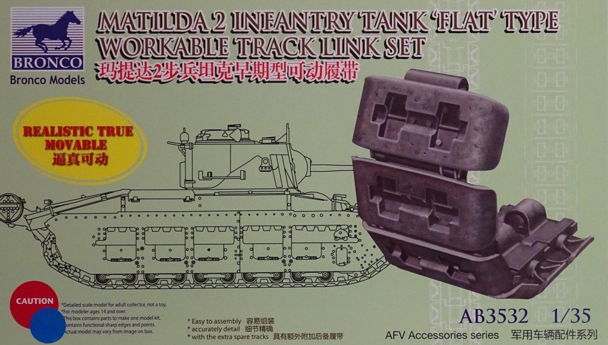 Bronco AB3532 Matilda 2 Kit de chenilles plates fonctionnelles 1/35