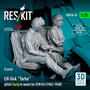RESKIT RSF35-0010 CH-54A « Tarhe » Pilotes en position initiale dans leurs sièges pour kit ICM (1962-1968) (3 pièces) (Impression 3D) 1/35 – immagine 3