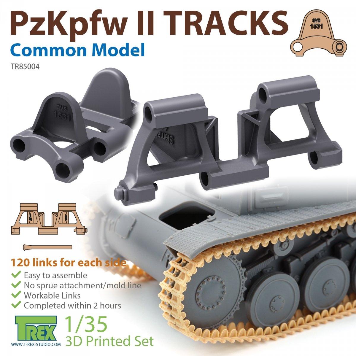 T-Rex Studio TR85004 PzKpfw II Chenilles Modèle commun 1/35