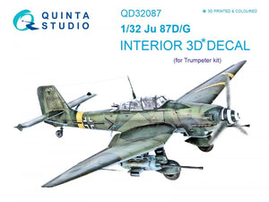 Intérieur imprimé en 3D et coloré sur papier décalcomanie Quinta Studio QD32087 Ju87 D/G (Trumpeter) 1/32