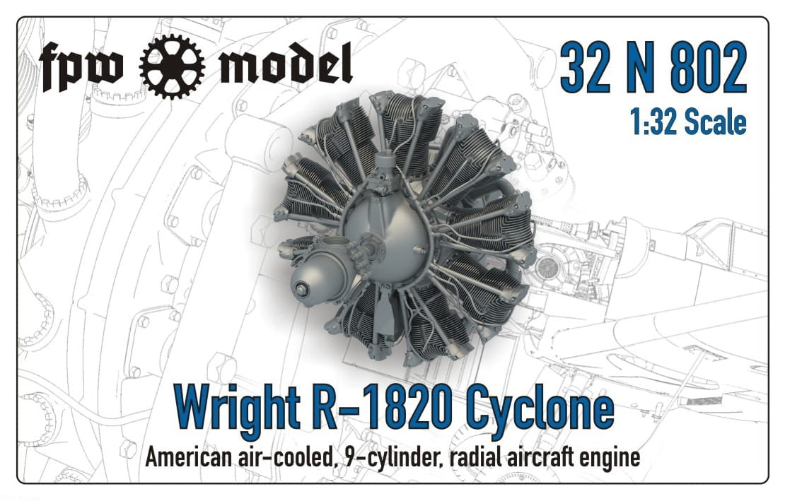 Maquette FPW 32N802 Wright R-1820 Cyclone (Complète) 1/32