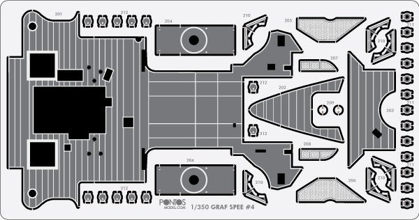 Pontos 35019WD1 DKM Admiral Graf Spee Jeu de pont en bois (1/350) – immagine 2