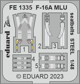 Ceintures de sécurité Eduard FE1335 F-16A MLU, maquette en acier cinétique à l'échelle 1/48