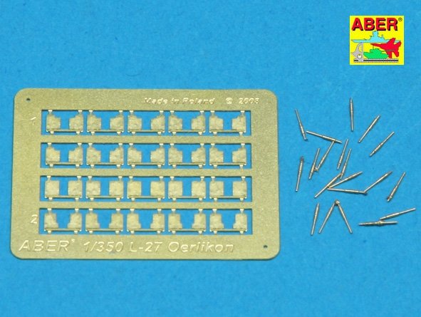 Aber 350L-27 Ensemble de 20 canons Oerlikon Mk.10 L/70 de 20 mm pour navires de l'US Navy (1/350)