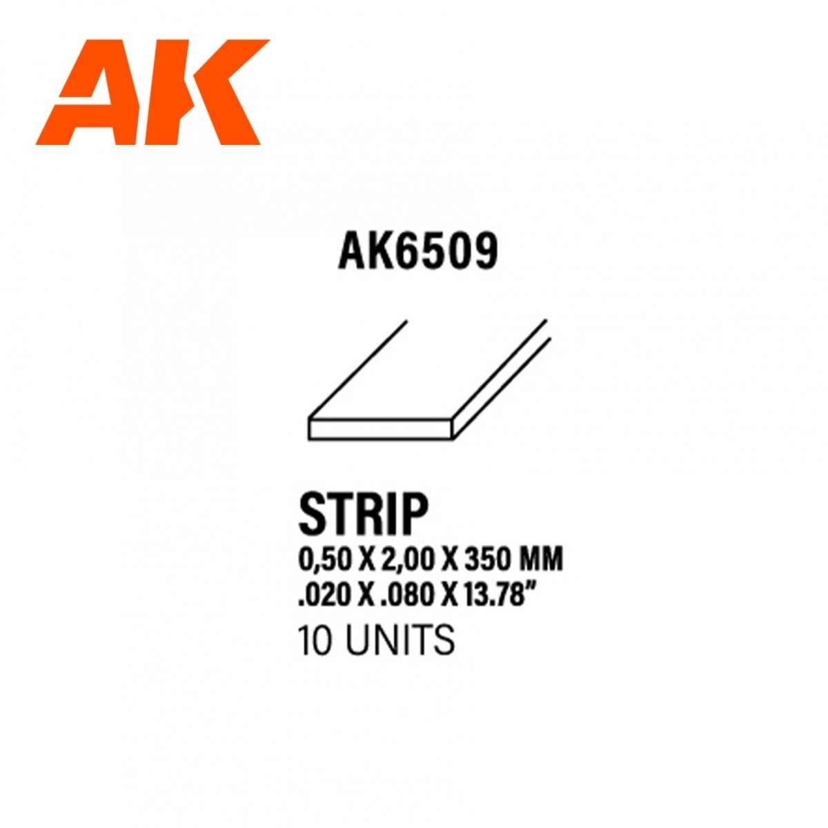 AK Interactive AK6509 BANDES 0,50 X 2,00 X 350MM – BANDE DE STYRÈNE – (10 UNITÉS)