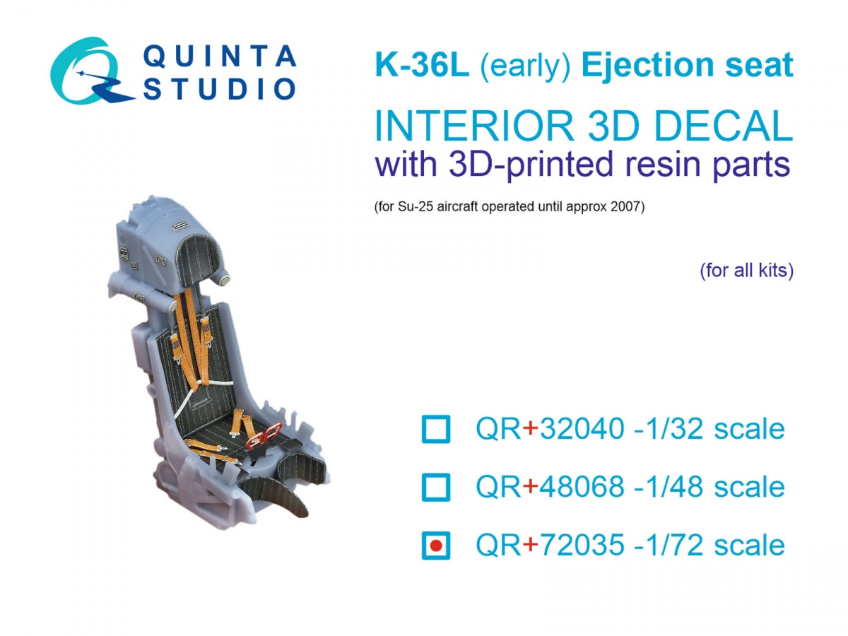 Quinta Studio QR+72035 Siège éjectable K-36L (première version) (pour avions Su-25 jusqu&amp;#39;en 2007) (Tous les kits) 1/72