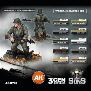 AK Interactive AK11781 GERMAN PANZERGRENADIER DIVISION, EUROPE – WARGAME STARTER SET – 10 COLORS &amp; EXCLUSIVE FIGURE (GERMAN MACHINE GUNNER)
