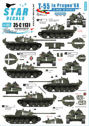 Star Decals 35-C1131 T-55 à Prague &amp;#39;68 1/35