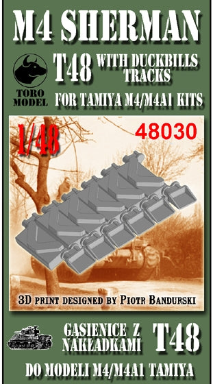 Toro 48030 M4 Sherman T48 avec chenilles à bec de canard pour maquettes Tamiya M4/M4A1 au 1/48