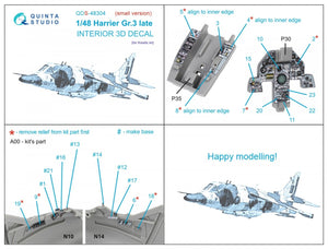 Intérieur imprimé en 3D et coloré sur papier décalcomanie (Kinetic) (Petite version) Quinta Studio QDS-48304 Harrier Gr.3 tardif (Kinetic) (1/48) – immagine 2