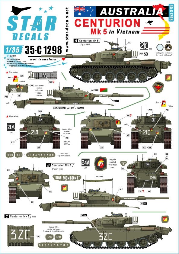 Star Decals 35-C1298 Australie au Vietnam 1 1/35