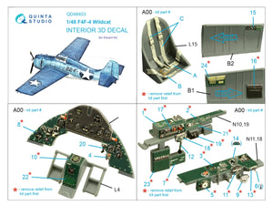 Intérieur imprimé en 3D et coloré sur papier décalcomanie Quinta Studio QD48403 F4F-4 Wildcat (Eduard) 1/48 – image 2