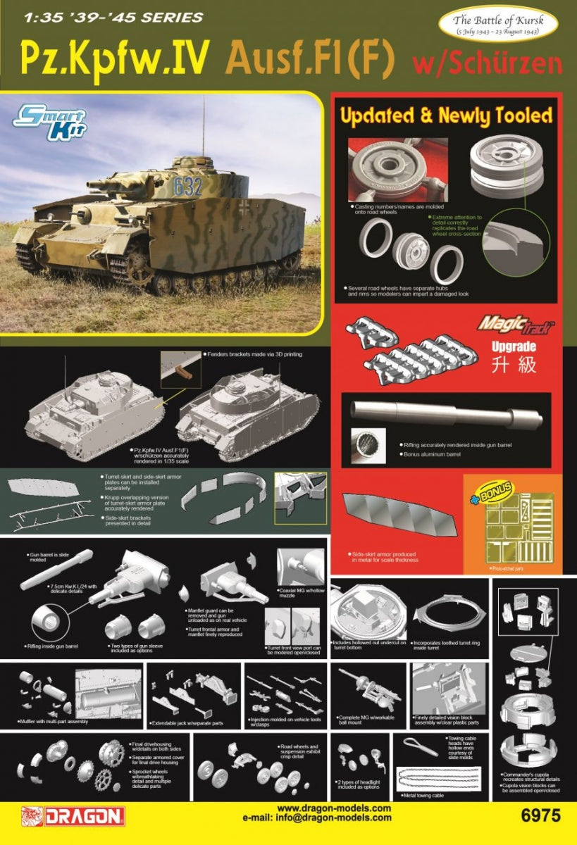 Dragon 6975 Pz.Kpfw.IV Ausf.F1(F) avec Schurzen, La Bataille de Koursk 1943 1/35