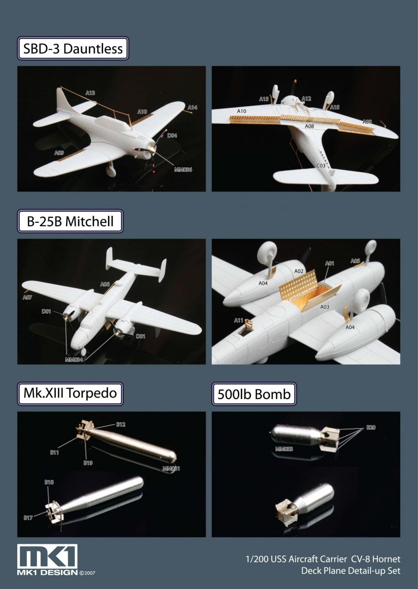 MK1 Design MS-20012 Coffret d&amp;#39;avions de pont américains de la Seconde Guerre mondiale I 1/200 – immagine 9