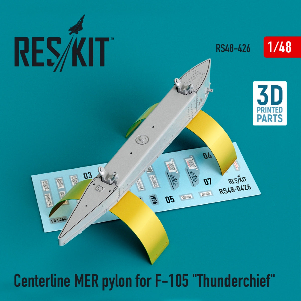 RESKIT RS48-0426 Pylône central MER pour F-105 « THUNDERCHIEF » (imprimé en 3D) 1/48