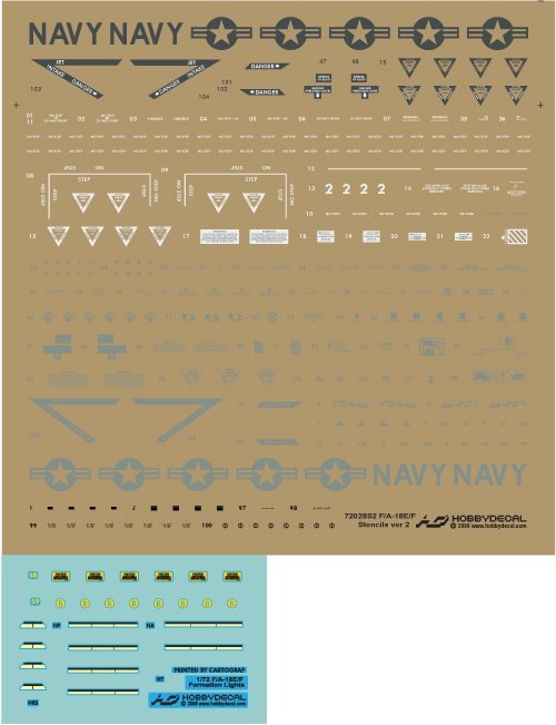 HobbyDecal ST72028V2 Pochoirs F/A-18E/F ver 2 1/72