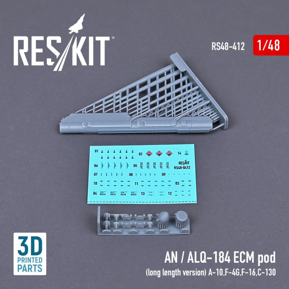 RESKIT RS48-0412 AN/ALQ-184 ECM POD (VERSION LONGUE) (IMPRIMÉE EN 3D) 1/48 – immagine 2