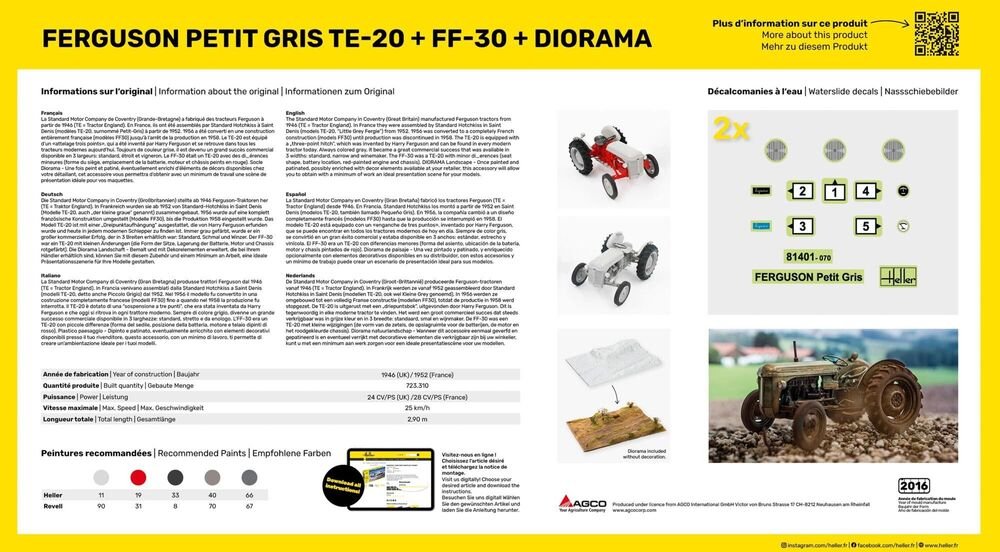 Heller 52326 Ferguson Petit Gris TE-20 + FF-30 + Diorama - Kit de démarrage 1/24 – immagine 3