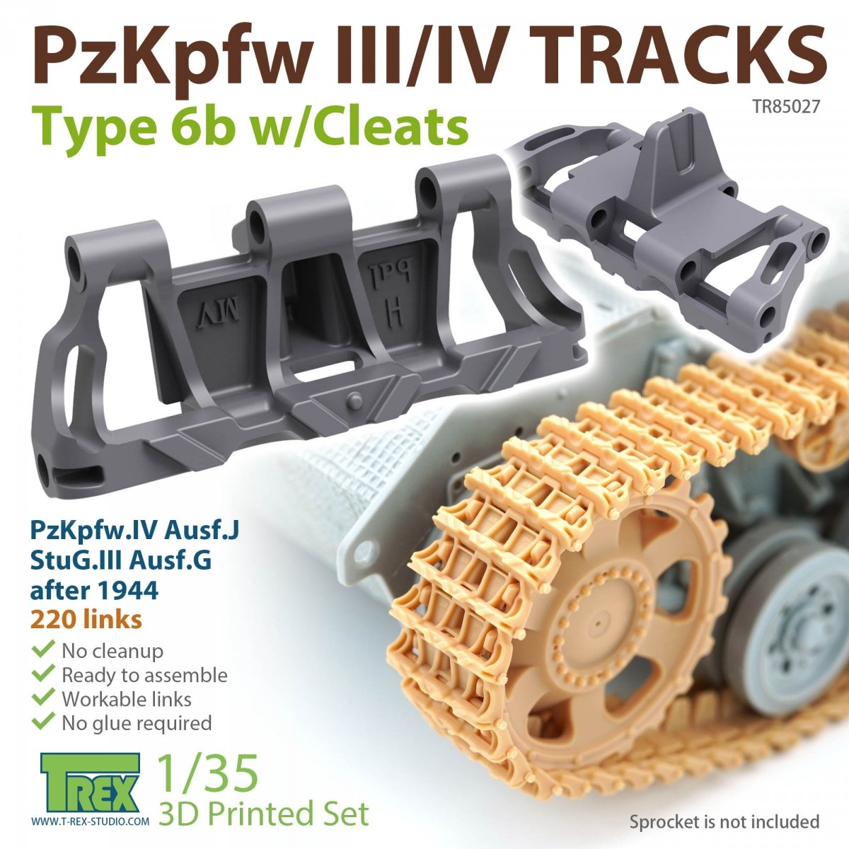 T-Rex Studio TR85027 Chenilles PzKpfw.III/IV Type 6b avec taquets 1/35