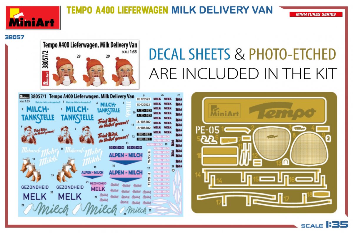 MiniArt 38057 TEMPO A400 LIEFERWAGEN. FOURgon DE LIVRAISON DE LAIT 1/35 – Bild 2