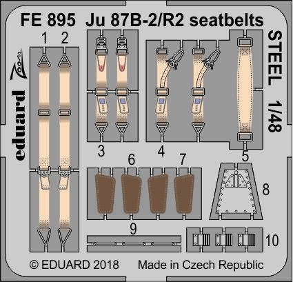 Eduard FE895 Ju 87B-2/ R2 seatbelts STEEL AIRFIX 1/48