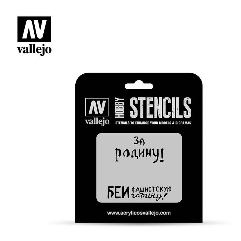 Pochoir Vallejo ST-AFV005 Slogans soviétiques Seconde Guerre mondiale N2 1/35