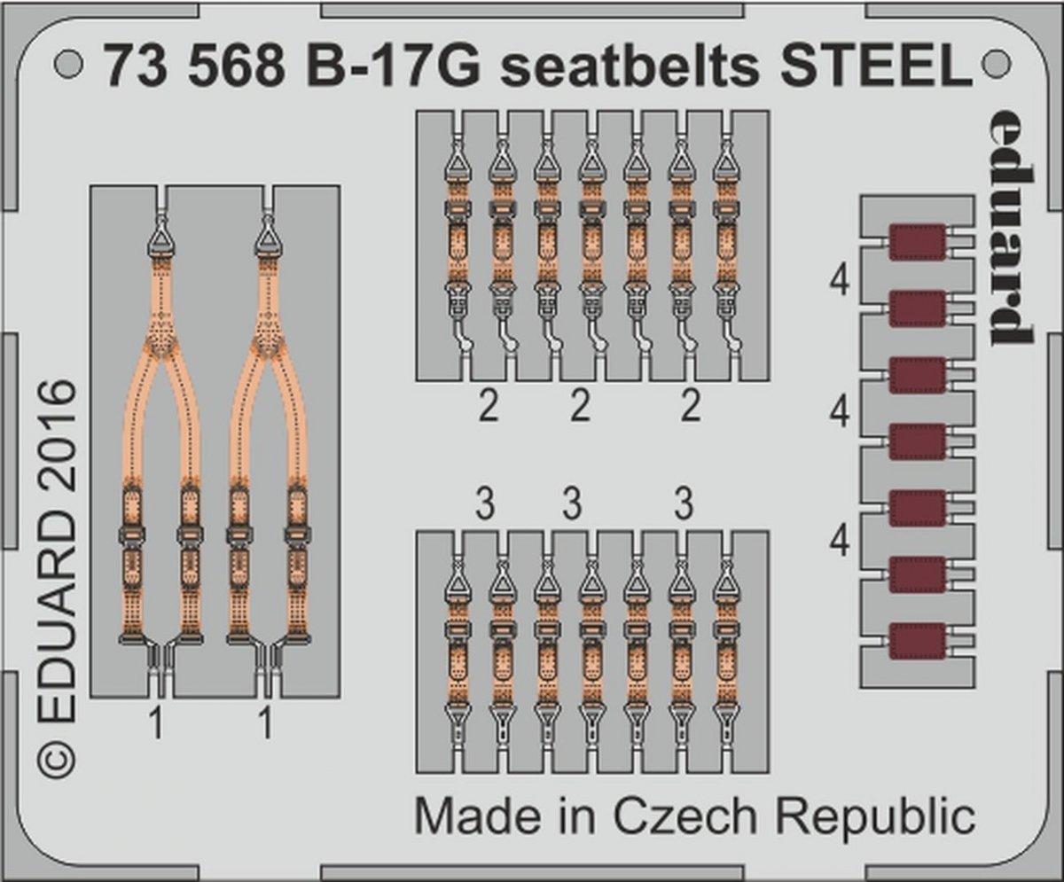 Ceintures de sécurité Eduard 73568 B-17G STEEL AIRFIX 1/72