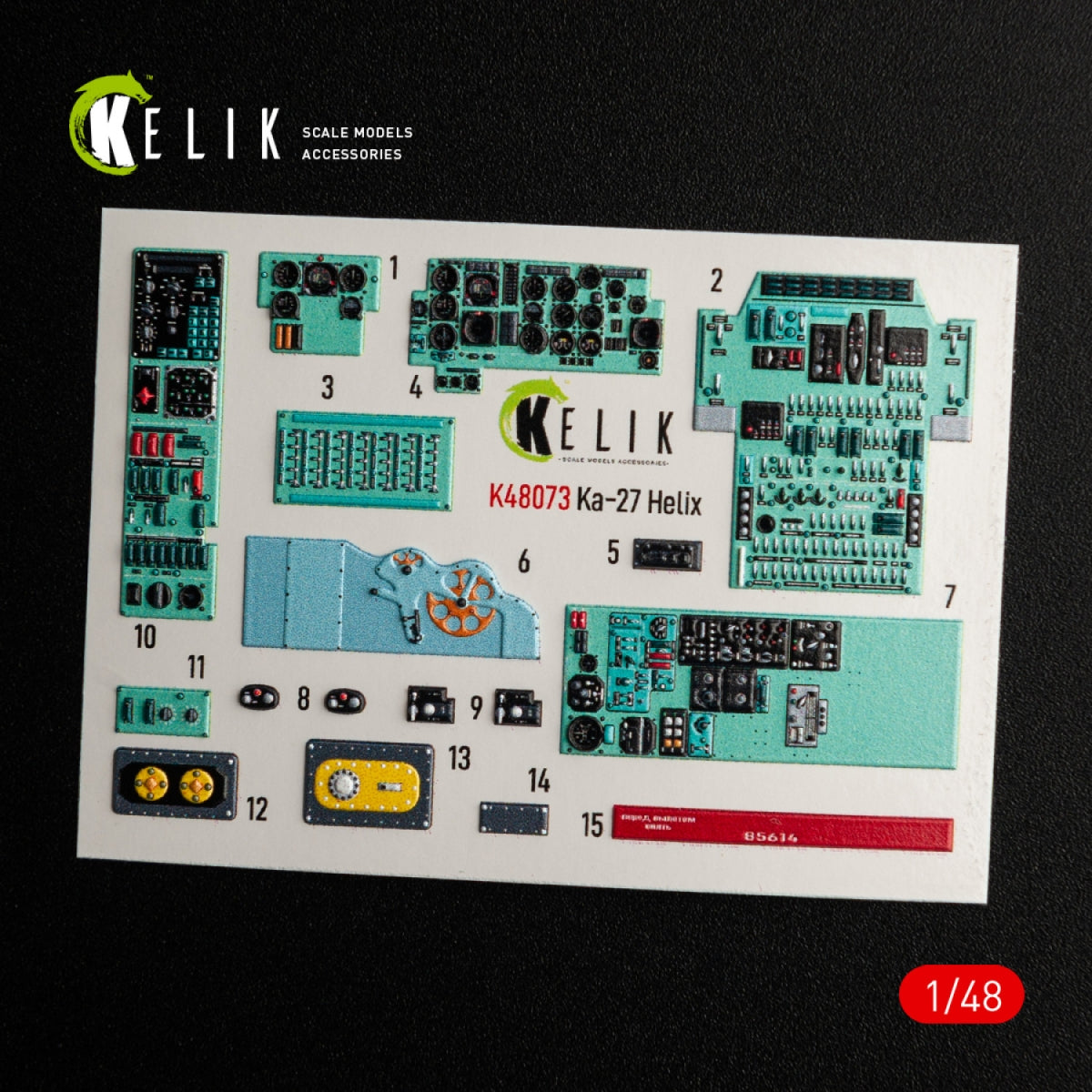 Décalcomanies 3D pour l&amp;#39;intérieur du Ka-27 Helix (KELIK K48073) pour la maquette HobbyBoss au 1/48 – immagine 2
