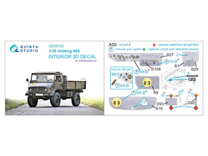 Intérieur imprimé en 3D et coloré sur papier décalcomanie (ICM) Quinta Studio QD35102 Unimog 404 à l&amp;#39;échelle 1/35 – image 2