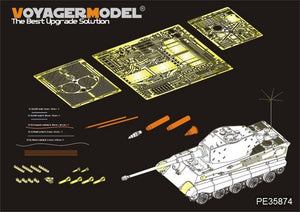Maquette Voyager PE35874 Char King Tiger allemand de la Seconde Guerre mondiale (tourelle Hensehel) pour MENG 1/35