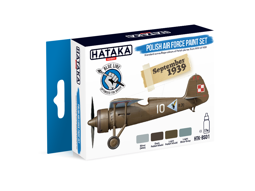 Hataka HTK-BS01 BLUE LINE – Coffret de peinture pour l'armée de l'air polonaise (4 x 17 ml)