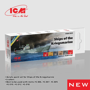 Coffret de peintures acryliques ICM 3029 pour navires de la Kriegsmarine (6 x 12 ml)