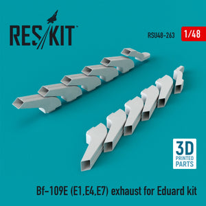RESKIT RSU48-0263 BF-109E (E1,E4,E7) ÉCHAPPEMENT POUR MAQUETTE EDUARD (IMPRIMÉ EN 3D) 1/48