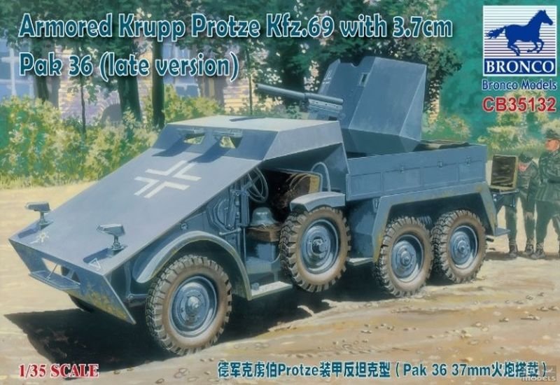 Bronco CB35132 Char blindé Krupp Protze KFZ.69 avec canon Pak 36 de 3,7 cm (version tardive) 1/35