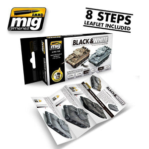 Kit de munitions Mig 7128 noir et blanc technique 6 x 17 ml