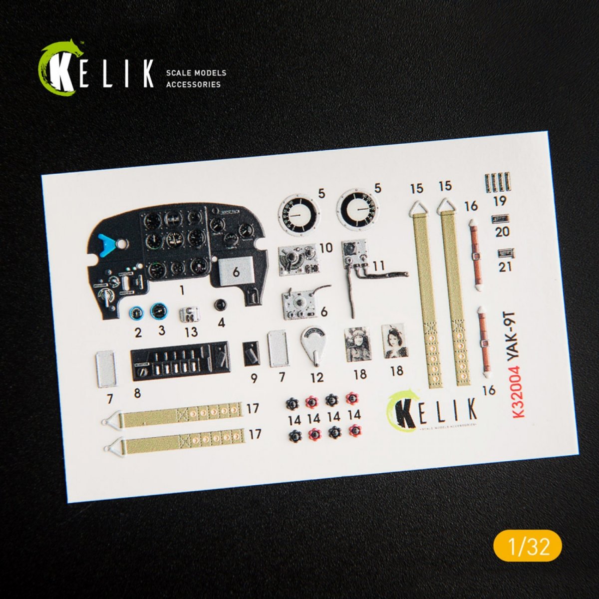 Décalcomanies 3D intérieures KELIK K32004 YAK-9T pour kit ICM 1/32 – image 2