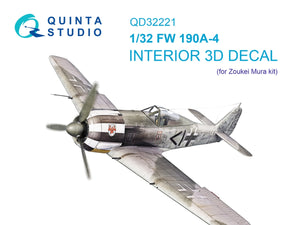 Intérieur coloré imprimé en 3D sur papier décalcomanie Quinta Studio QD32221 FW 190A-4 (Zoukei Mura SWS) 1/32