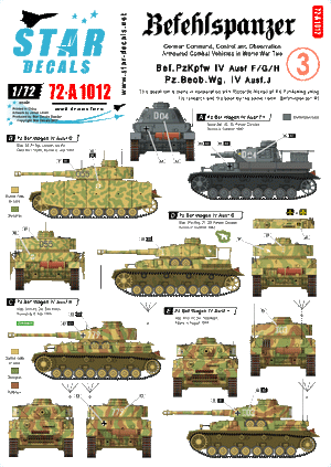 Star Decals 72-A1012 Befehlspanzer #3 Commandement allemand 1/72