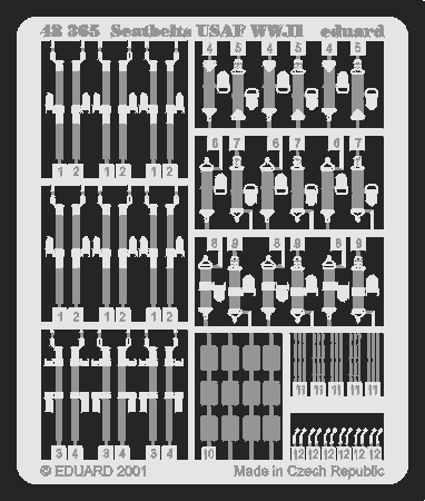 Ceintures de sécurité Eduard 48365 USAF Seconde Guerre mondiale 1/48