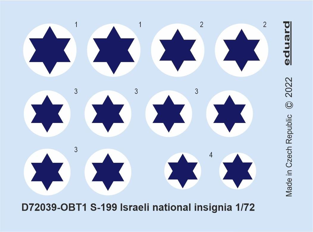 Eduard D72039 S-199 Insigne national israélien 1/72