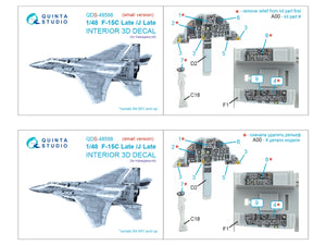 Quinta Studio QDS-48598 F-15C Late/F-15J Late 3D-Printed &amp;amp; colored Interior on decal paper (Hasegawa) (Small version) 1/48 – image 2